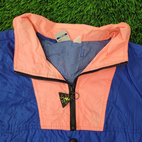 Vintage 80s Ocean-Pacific 1/2 Zip Anorak XL 25x26 Blue - Picture 10 of 16